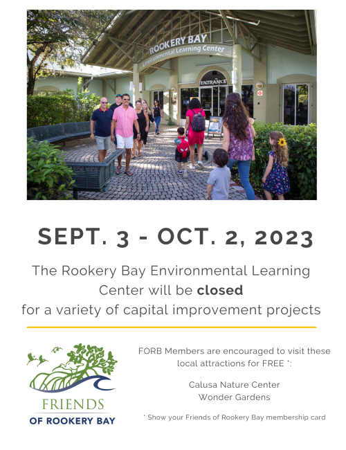 Rookery Bay Environmental Learning Center Closure Dates Flyer